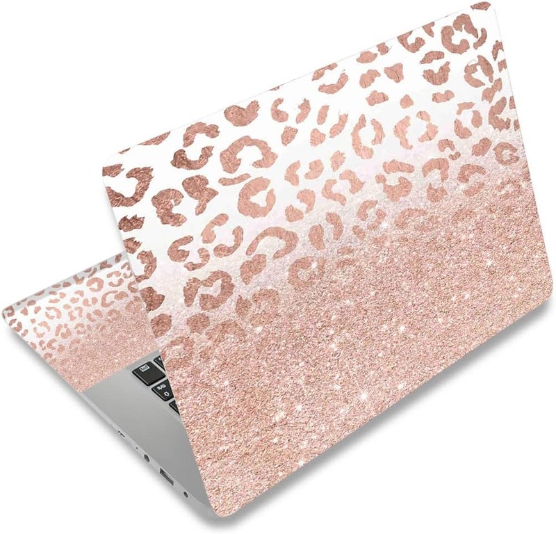 DINKY Laptop Skin Sticker Decal, 12" 13" 13.3" 14" 15" 15.4" 15.6 inch Laptop Universal Reusable Vinyl Skin Stickers Cover Art Decal Notebook PC Personalized Protector-Rose Pink Leopard Print - Image 1